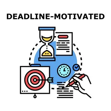 Deadline motivated worker managing time and achieving goals Stock Illustration