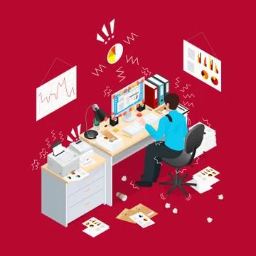 Deadline Office Isometric Composition Stock Illustration