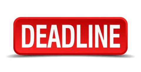 Deadline red 3d square button isolated on white background Stock Illustration