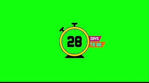 Deadline Reminder with 28 Days Left in Flat Clock and Cinema Frame Design Stock Footage 322116859