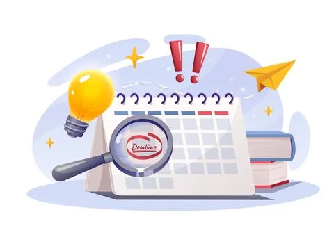 Deadline reminder on calendar page. Vector illustration Stock Illustration