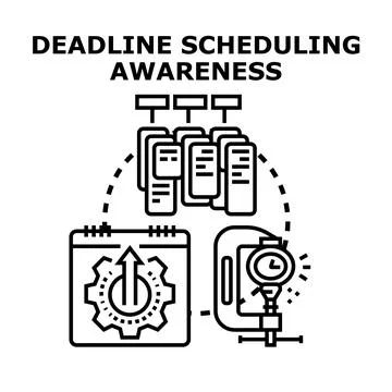 Deadline scheduling awareness illustrating task management process Stock Illustration