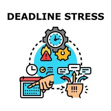 Deadline stress management causing mental burden and overload Stock Illustration