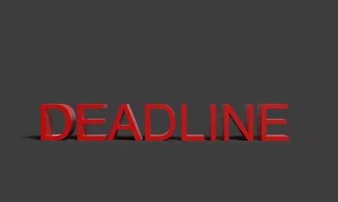 Deadline text font red orange pink color deadline 1 first date day august m.. Stock Illustration