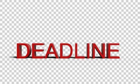 Deadline text font red orange pink color deadline 1 first date day august m.. Stock Illustration