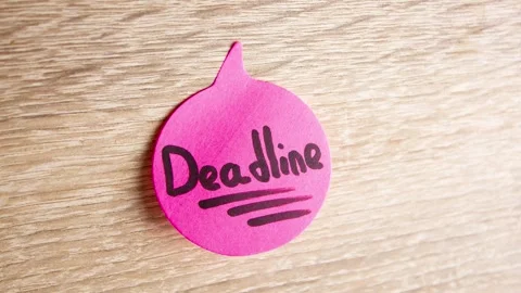 DEADLINE text, word note. Agenda,deadline for work,animation. Video stock 300576491
