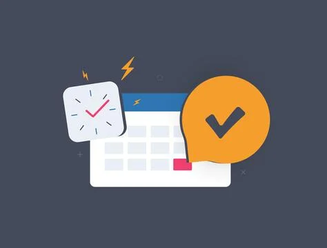 Deadline time management - task scheduling productivity. Planning efficiency Stock Illustration