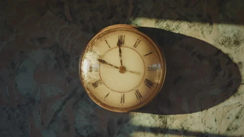 Deadline. Timelapse of clock hands till twelve o'clock. Sunlight and window Stock Footage 225332859