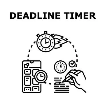 Deadline timer concept with stopwatch and writing hand Stock Illustration