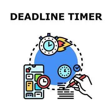 Deadline timer concept with stopwatch and writing hand Stock Illustration