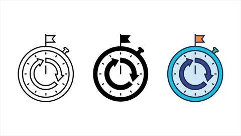Deadline timer countdown icon set 库存插图