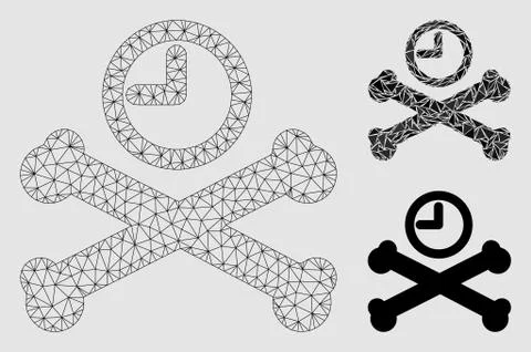 Deadline Timer Vector Mesh Network Model and Triangle Mosaic Icon Stock Illustration