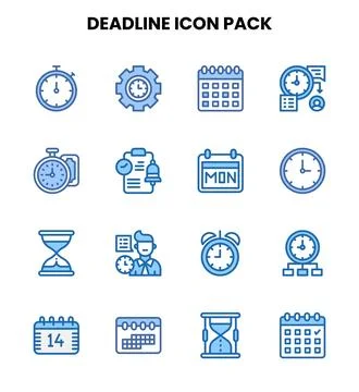 Deadline Two Colour Bundle Icons Pack Stock Illustration