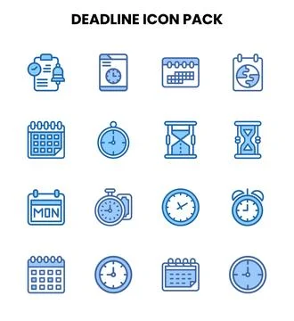 Deadline Two Colour Bundle Icons Pack Ilustração Stock