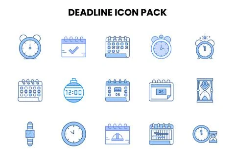 Deadline Two Colour Bundle Icons Pack Stock Illustration