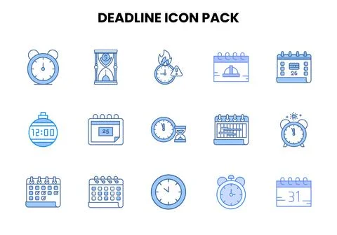 Deadline Two Colour Graphics Icons Pack Stock Illustration