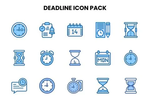 Deadline Two Colour Icons Pack Stock Illustration