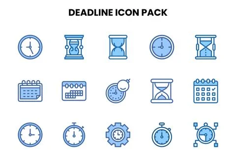 Deadline Two Colour Vector Icons Pack Ilustração Stock