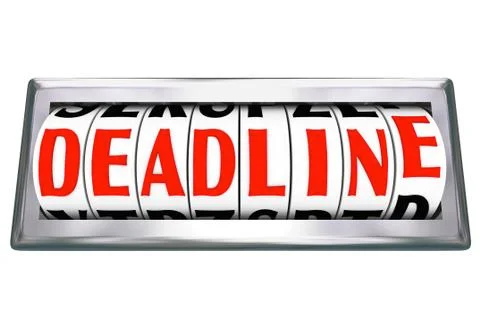 Deadline word clock odometer countdown final moments due Stock Illustration