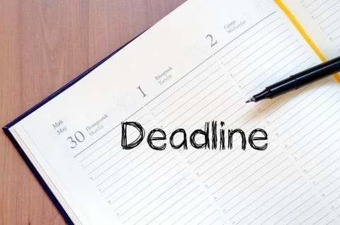 Deadline write on notebook Stock Photos