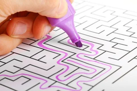Deadlock concept - trying to find way out of maze Stock Photos