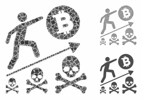 Deadly Bitcoin achievement Composition Icon of Irregular Pieces Stock Illustration