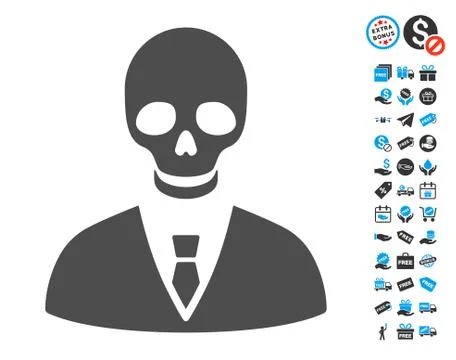Deadly Manager Flat Icon with free bonus elements Stock Illustration