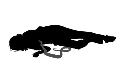 Deadly poison snake venom bite girl lying on the ground Иллюстрация