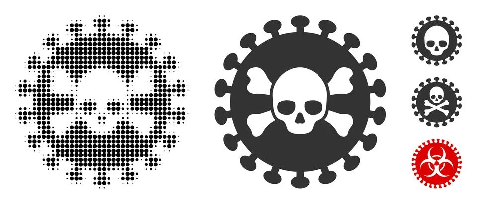 Deadly Virus Halftone and Solid Icon Stockillustratie