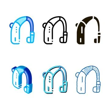 Deaf aid icon multistyle vector outline Illustrazione stock