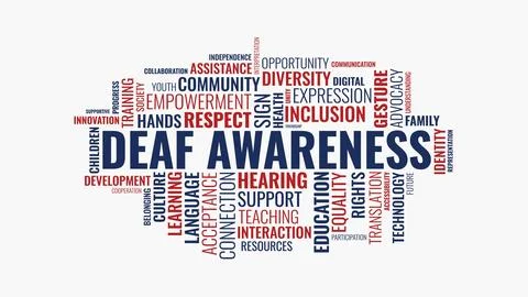 Deaf Awareness Word Cloud Illustration with Inclusion and Support Keywords Stock-Illustration
