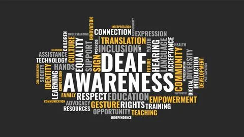 Deaf Awareness Word Cloud Vector Typography Design 库存插图
