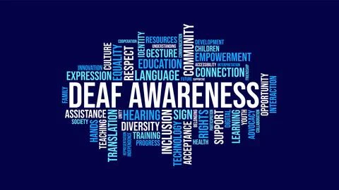 Deaf Awareness Word Cloud Vector Typography Illustration 스톡 일러스트