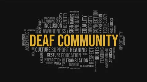 Deaf Community Word Cloud Typography Vector Illustration Stock Illustration