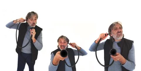 Deaf man set over white Stock Photos