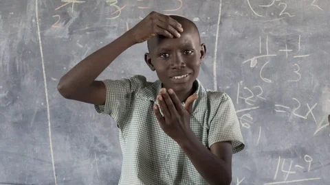 Deaf students using sign language. Kenya. Stock-Footage 94955371