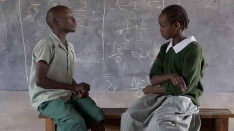 Deaf students using sign language. Kenya. Stock Footage 94955382