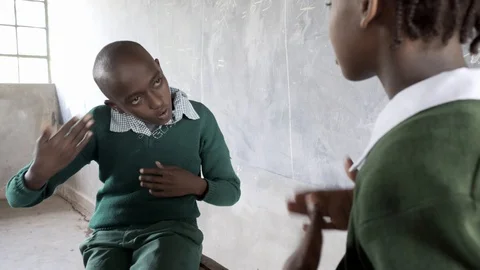Deaf students using sign language. Kenya. Stock Footage 94955503