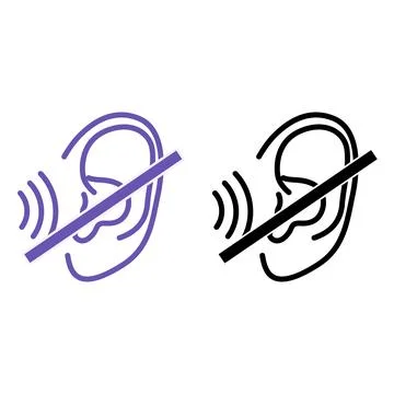 Deafness Icons. Vector Illustration. Hearing Impaired, Human Ear. Disease, .. Stock Illustration