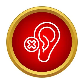 Deafness or hearing loss icon in red circle Stock Illustration