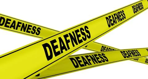 Deafness. Yellow warning tapes Illustrazione stock