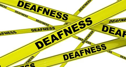 Deafness. Yellow warning tapes 스톡 일러스트
