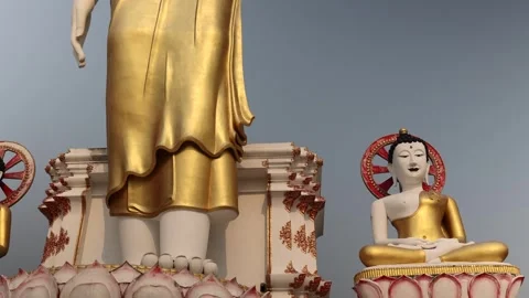Deail of Standing Buddha. Wat Phra That Doi Kham. Chiang Mai, Thailand Stock Footage 264532663