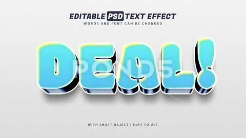 Deal 3d blue text effect editable PSD Template