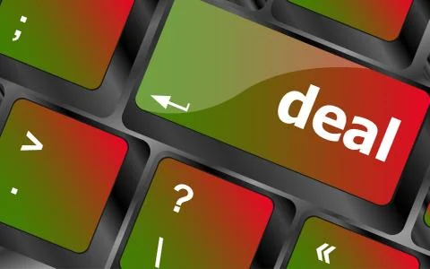 Deal button on keyboard with soft focus Stock Illustration
