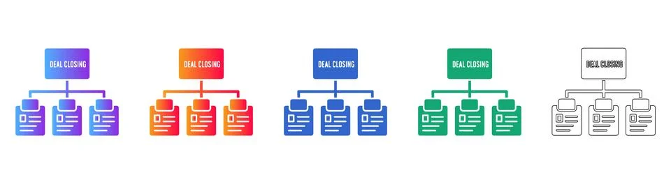 Deal Closing Documentation Flowchart Icons Stock Illustration