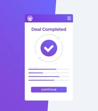 Deal completed, vector mobile ui design Stock Illustration