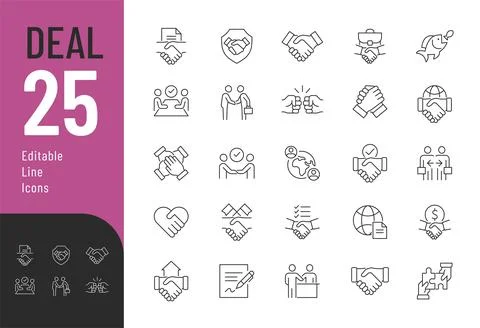Deal Editable Icons set. Stock Illustration