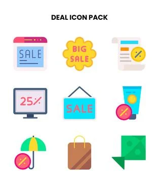Deal Flat Bundle Icons Pack Illustrazione stock