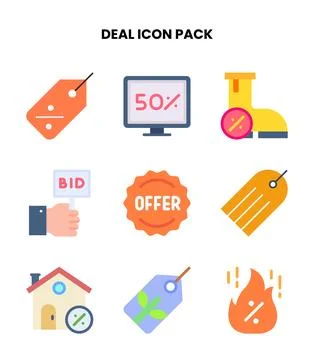 Deal Flat Icons Pack 스톡 일러스트
